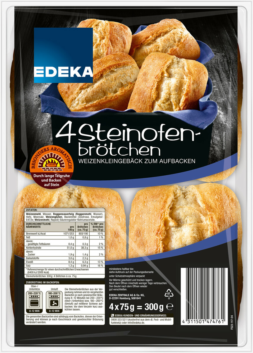 Bild 1 von EDEKA Steinofenbrötchen 4ST 300G