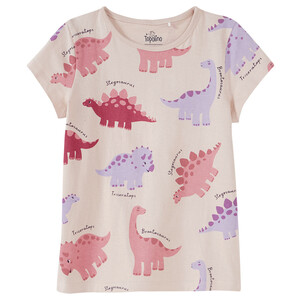 Mädchen T-Shirt mit Dino-Allover BEIGE