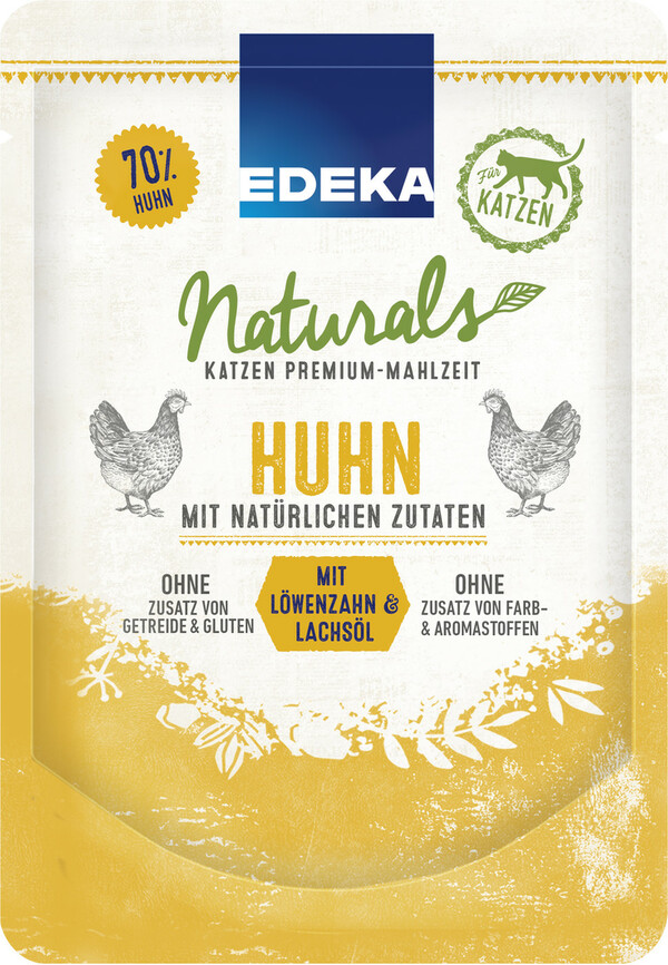 Bild 1 von EDEKA Naturals Huhn mit Lachsöl & Löwenzahn für Katzen 85G