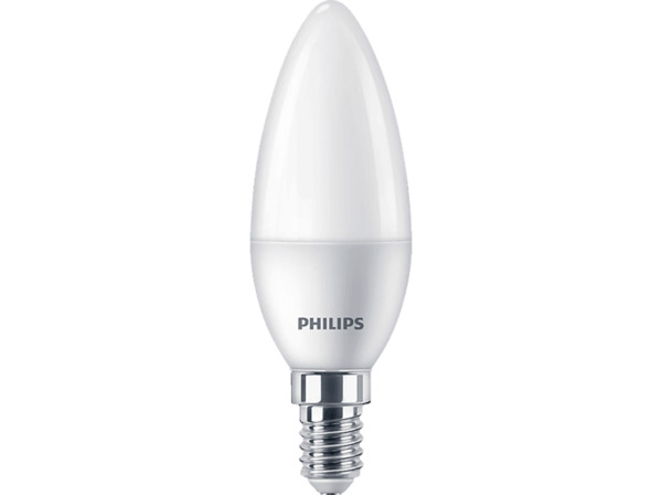 Bild 1 von PHILIPS LED 40 Watt Kerzenform matt (2700 Kelvin) 3-er Pack LED-Lampe E14 Warmweiß 806L, Weiß