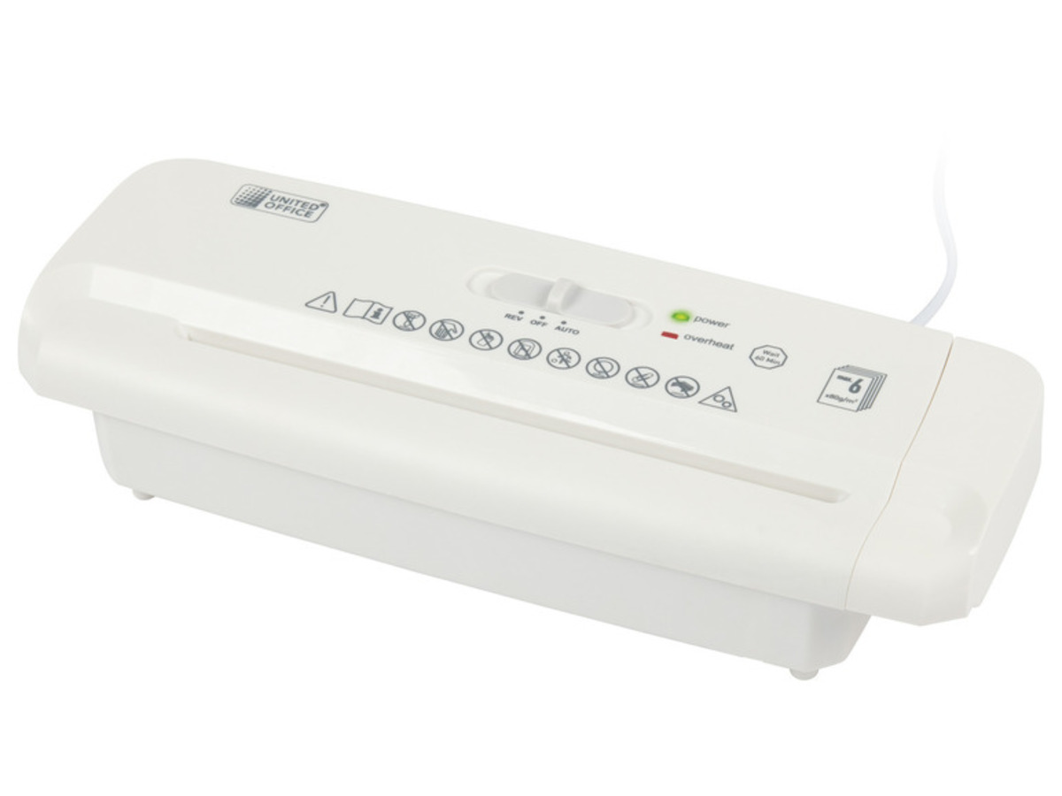 Bild 1 von UNITED OFFICE® Aktenvernichter-Papierkorbaufsatz, 6 Blatt A4, mit ausziehbarem Teleskoparm