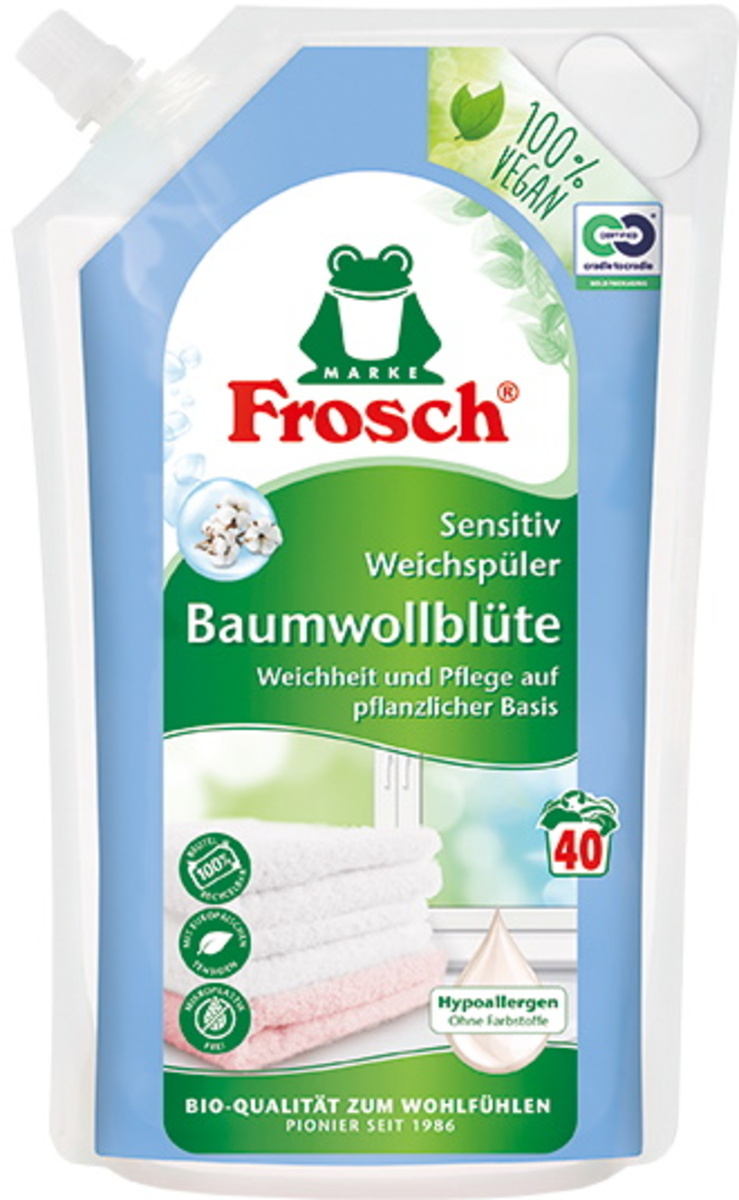 Bild 1 von Frosch Sensitiv Weichspüler Baumwollblüte 1L 40WL