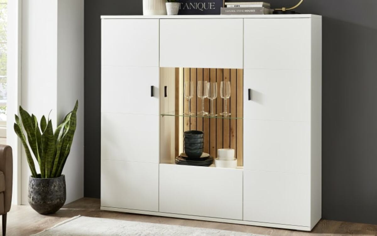 Bild 1 von Highboard Morella, weiß, inkl. LED-Beleuchtung