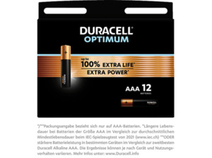 DURACELL OPTIMUM AAA (Alkaline) Batterie 12 Stück