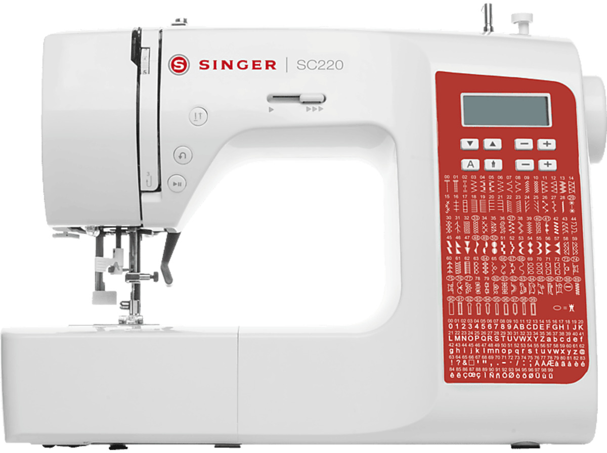 Bild 1 von SINGER SC220-Red Freiarm-Nähmaschine, Weiß/Rot