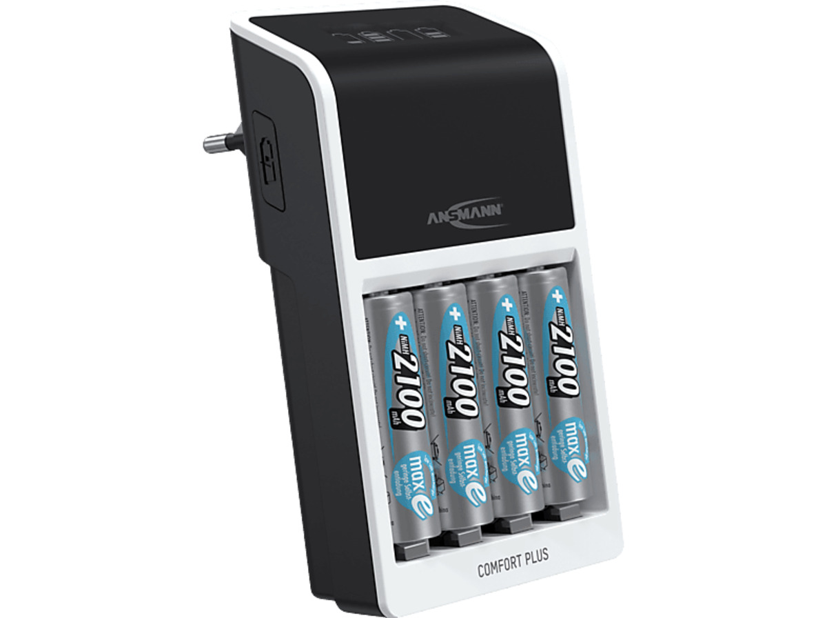 Bild 1 von ANSMANN 1001-0094-01 NIBC-COMFORTPLUS-EU-4XAA2100-CB Akku-Ladegerät universal, Nickel-Metallhydrid, Schwarz/Weiß, Schwarz/Weiß