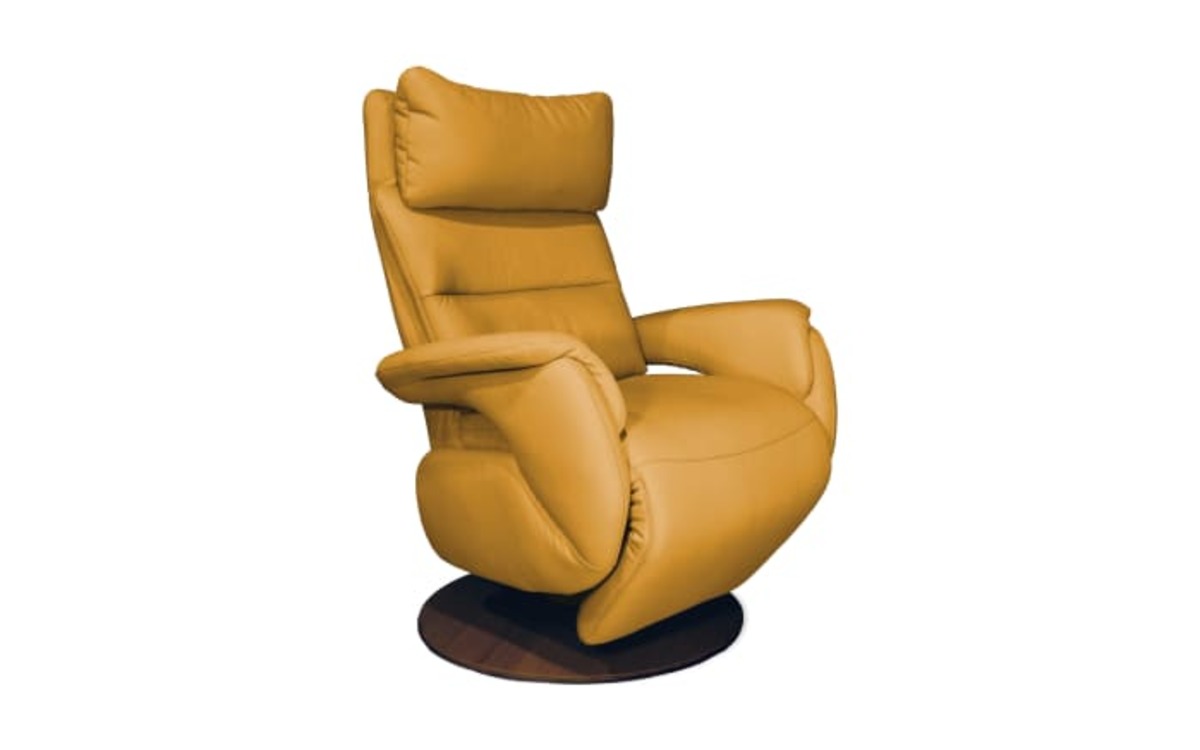 Bild 1 von Vito - Leder Fernsehsessel Variety 2.0, gelb, inkl. Drehteller aus Holz