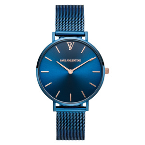 PAUL VALENTINE Armbanduhr "Blue Mesh" Edelstahl (Farbe: blau)