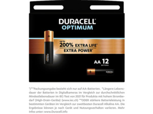 DURACELL OPTIMUM AA (Alkaline) Batterie 12 Stück