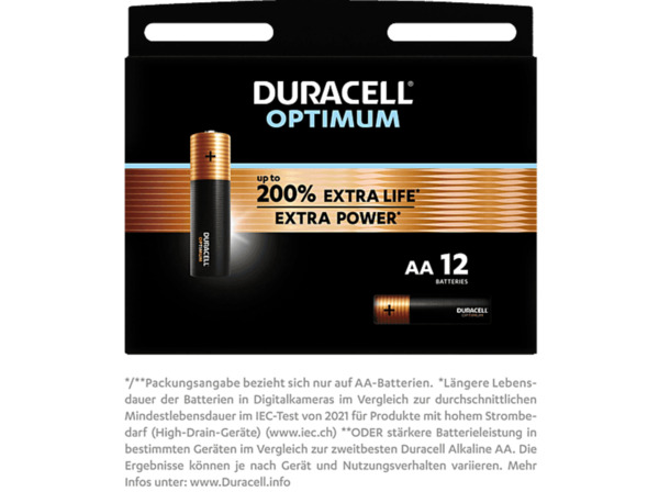 Bild 1 von DURACELL OPTIMUM AA (Alkaline) Batterie 12 Stück