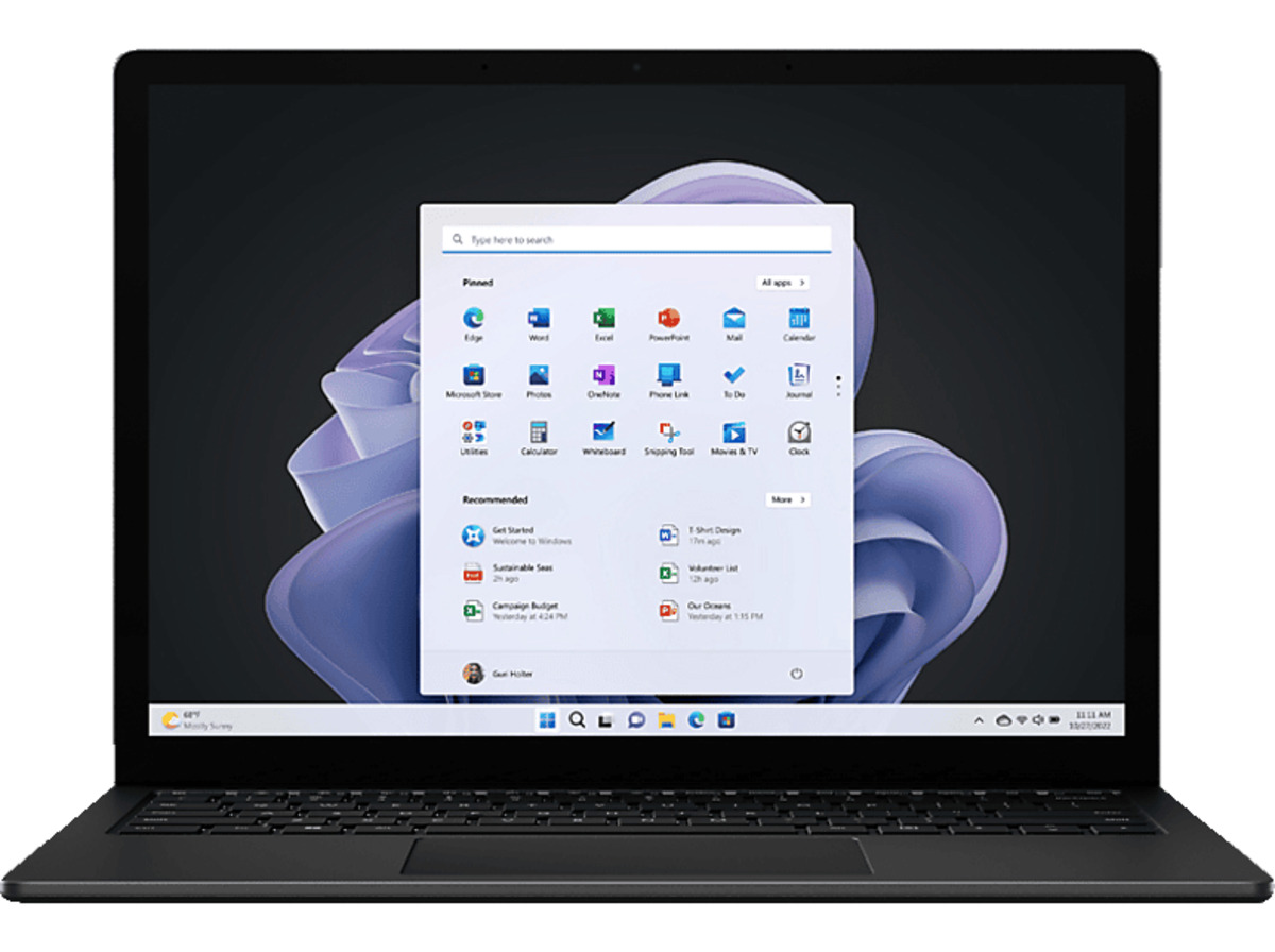 Bild 1 von MICROSOFT Surface Laptop 5, Notebook, mit 13,5 Zoll Display Touchscreen, Intel® Core™ i7,i7-1255U (evo) Prozessor, 16 GB RAM, 512 SSD, Iris® Xe, Schwarz, Windows 11 Home (64 Bit), Schwarz