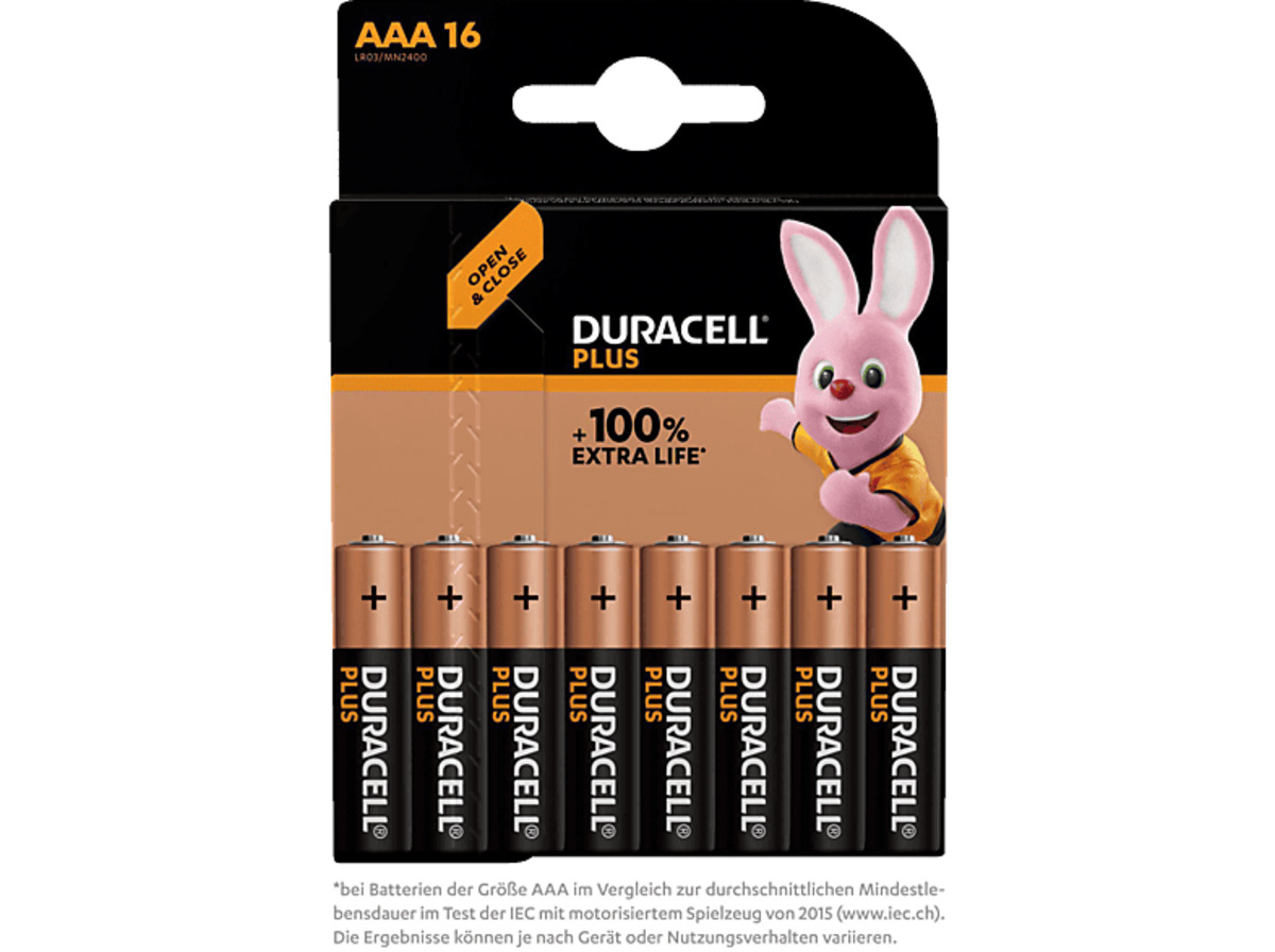 Bild 1 von DURACELL PLUS AAA (Alkaline) Batterie 16 Stück