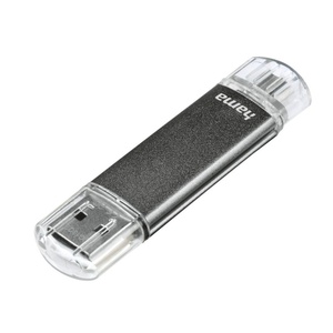 Hama USB-Stick "Laeta Twin", USB 2.0, 64GB, 15MB/s, Grau