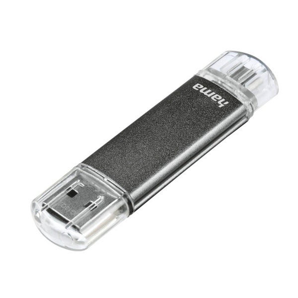 Bild 1 von Hama USB-Stick "Laeta Twin", USB 2.0, 64GB, 15MB/s, Grau