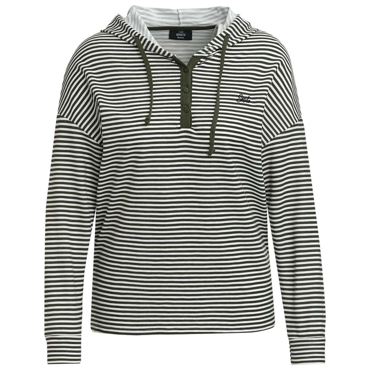 Bild 1 von Damen Sweatshirt in leichter Qualität DUNKELGRÜN / WEISS