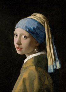 Art for the home Leinwandbild Meisje met de pare, Jan Vermeer, Blau|schwarz