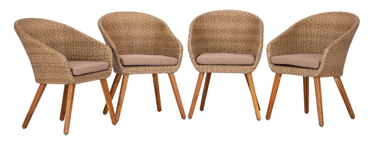 Bild 1 von Gartensessel-Set 4-tlg. Atacama Akazienholz, Akaziefarben, Teakfarben