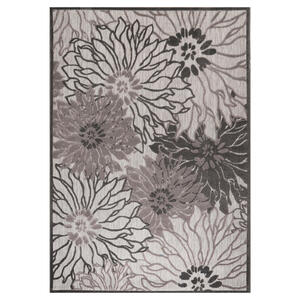 Novel Läufer Floral, Grau, Hellgrau, Textil, Blätter, rechteckig, 80x200 cm, Oeko-Tex® Standard 100, pflegeleicht, Teppiche & Böden, Teppiche, Teppichläufer