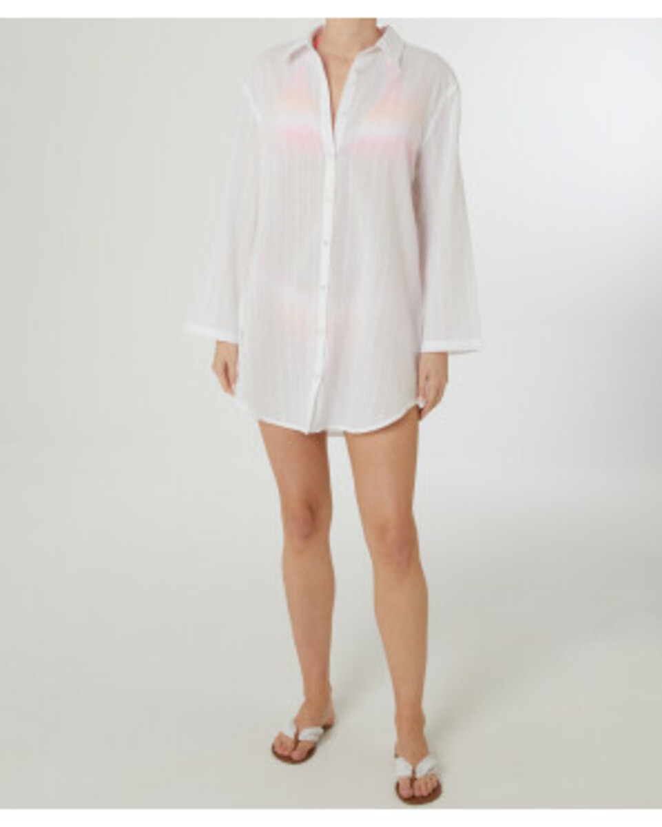 Bild 1 von Strandtunika mit Kragen, Janina, Knopfleiste, weiß