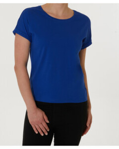Einfarbiges T-Shirt, Janina, Rundhalsausschnitt, blau