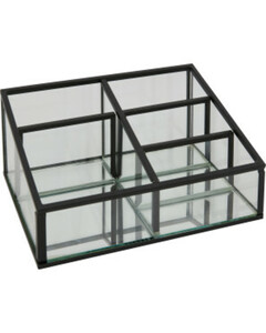 Kosmetik-Organizer aus Glas, ca. 16 x 12 x 7 cm, schwarz