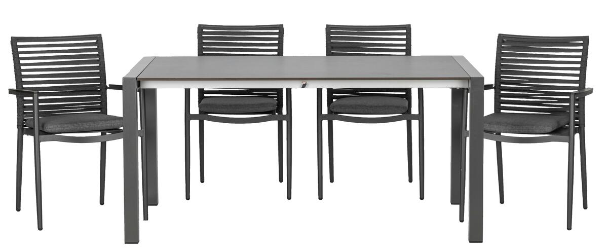 Bild 1 von Gartenset 5-tlg. Metall/Textil /Kunststoff/Holzwerkstoff, Anthrazit, Grau