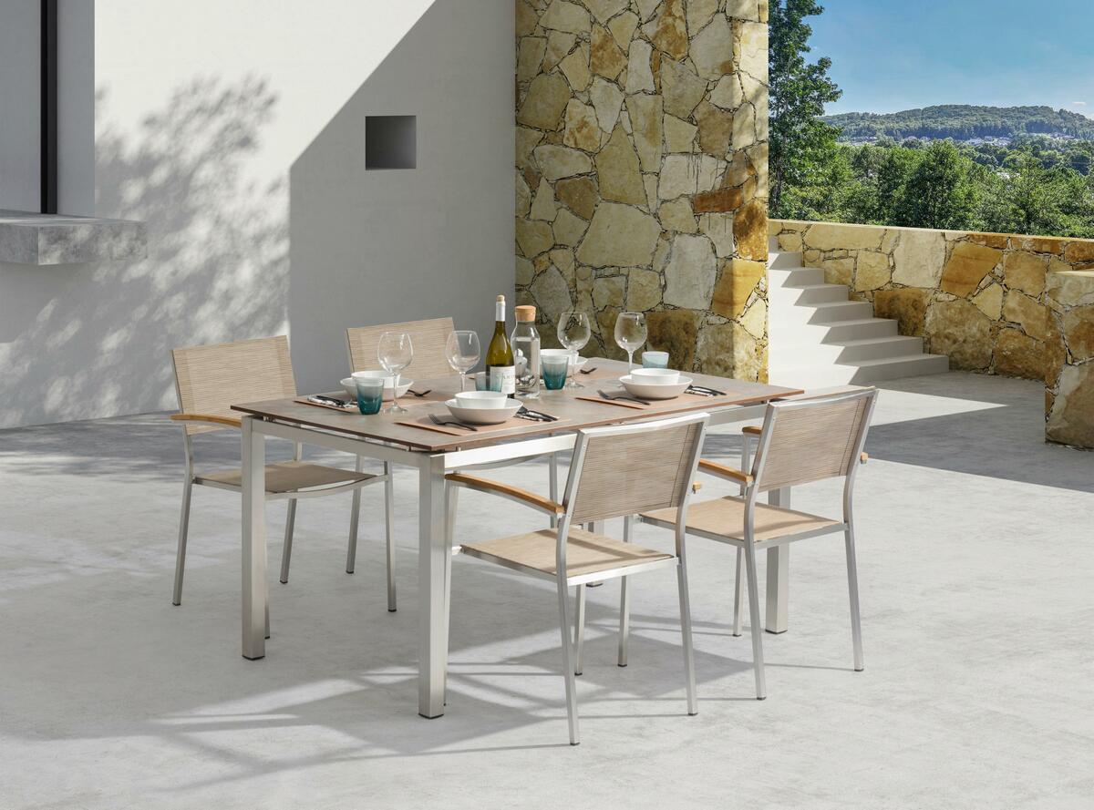 Bild 1 von Gartengarnitur 5-tlg. Skye Metall/Textil, Braun, Teakfarben