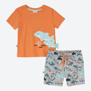 Baby-Jungen-Set mit Delfin-Applikation, 2-teilig, Orange