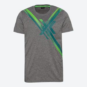 Herren-Fitness-T-Shirt mit Kontrast-Streifen, Gray