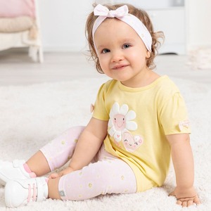 Baby-Mädchen-Set mit Zierschleifen, 3-teilig, Light-yellow