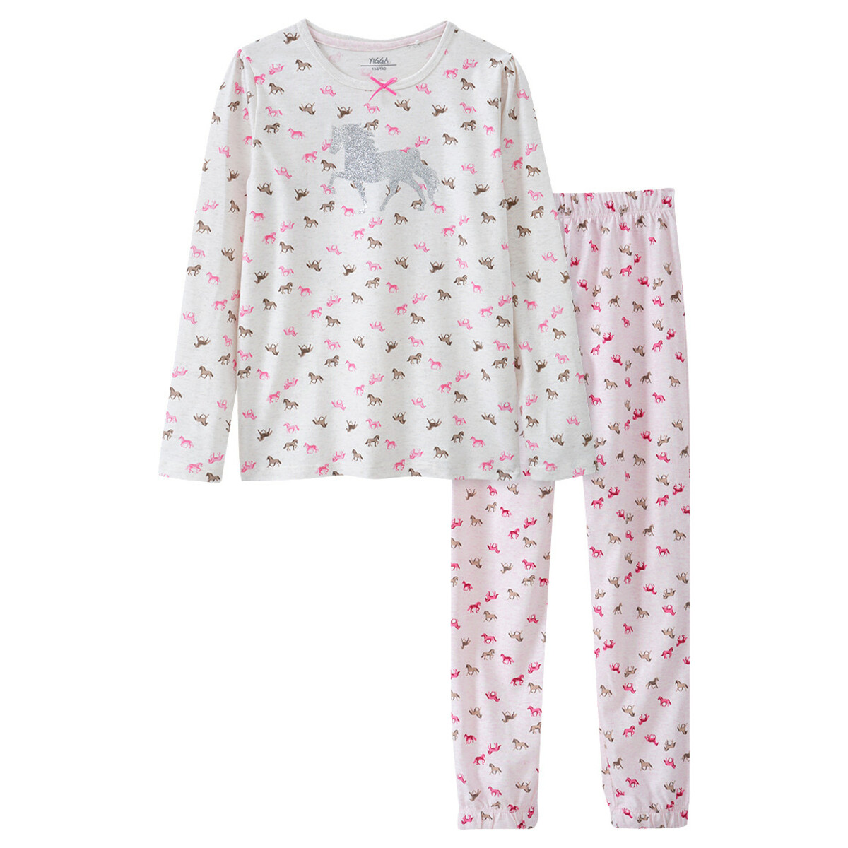 Bild 1 von Mädchen Schlafanzug mit Glitzer-Print HELLBEIGE / HELLROSA