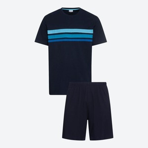 Herren-Schlafanzug mit Streifen, 2-teilig, Dark-blue