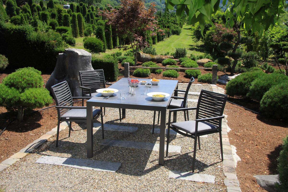 Bild 1 von Gartenset 5-tlg. Textil/Metall /Holzwerkstoff/Kunststoff, Anthrazit, Grau