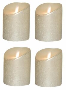 SOMPEX LED-Kerze »4er Set Flame LED Kerzen silber metallic 10cm« (Set, 4-tlg., 4 Kerzen, Höhe 10cm, Durchmesser 8cm), integrierter Timer, Echtwachs, täuschend echtes Kerzenlicht, optimales Set f