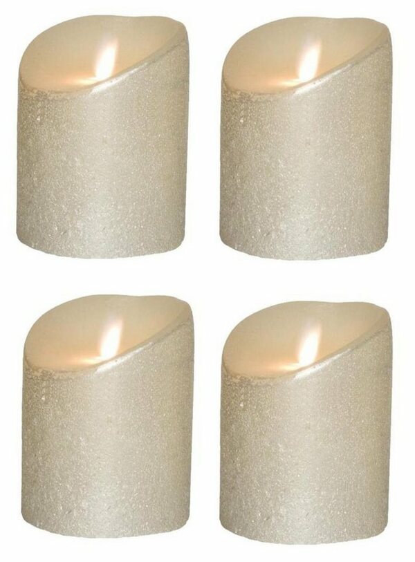 Bild 1 von SOMPEX LED-Kerze »4er Set Flame LED Kerzen silber metallic 10cm« (Set, 4-tlg., 4 Kerzen, Höhe 10cm, Durchmesser 8cm), integrierter Timer, Echtwachs, täuschend echtes Kerzenlicht, optimales Set f