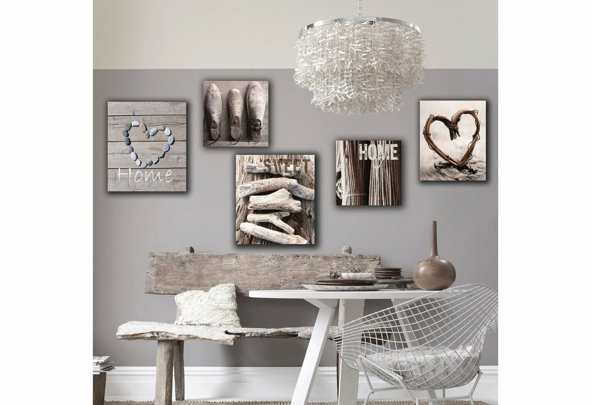 Bild 1 von Art for the home Bild home sweet home, (5 St), Braun|grau