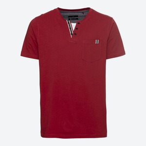 Herren-T-Shirt mit Henley-Kragen, Dark-red
