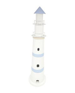Deko-Leuchtturm XL, ca. 16 x 61,5 cm, weiß/blau
