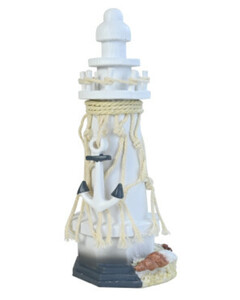 Deko-Leuchtturm mit Muscheln, ca. 8 x 21 cm, grau