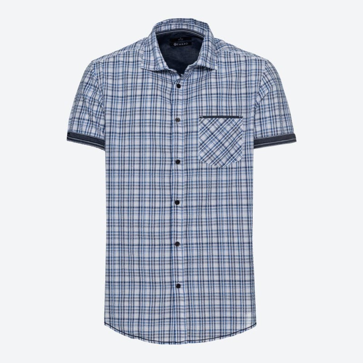 Bild 1 von Herren-Seersucker-Hemd mit Karomuster, Blue