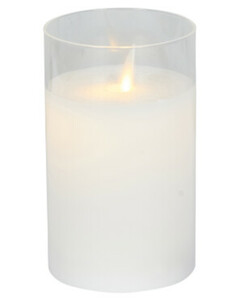 LED-Kerze im Glas, ca. 7 x 13 cm, weiß