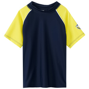 Jungen UV-Shirt mit Hai-Motiv DUNKELBLAU / NEONGELB