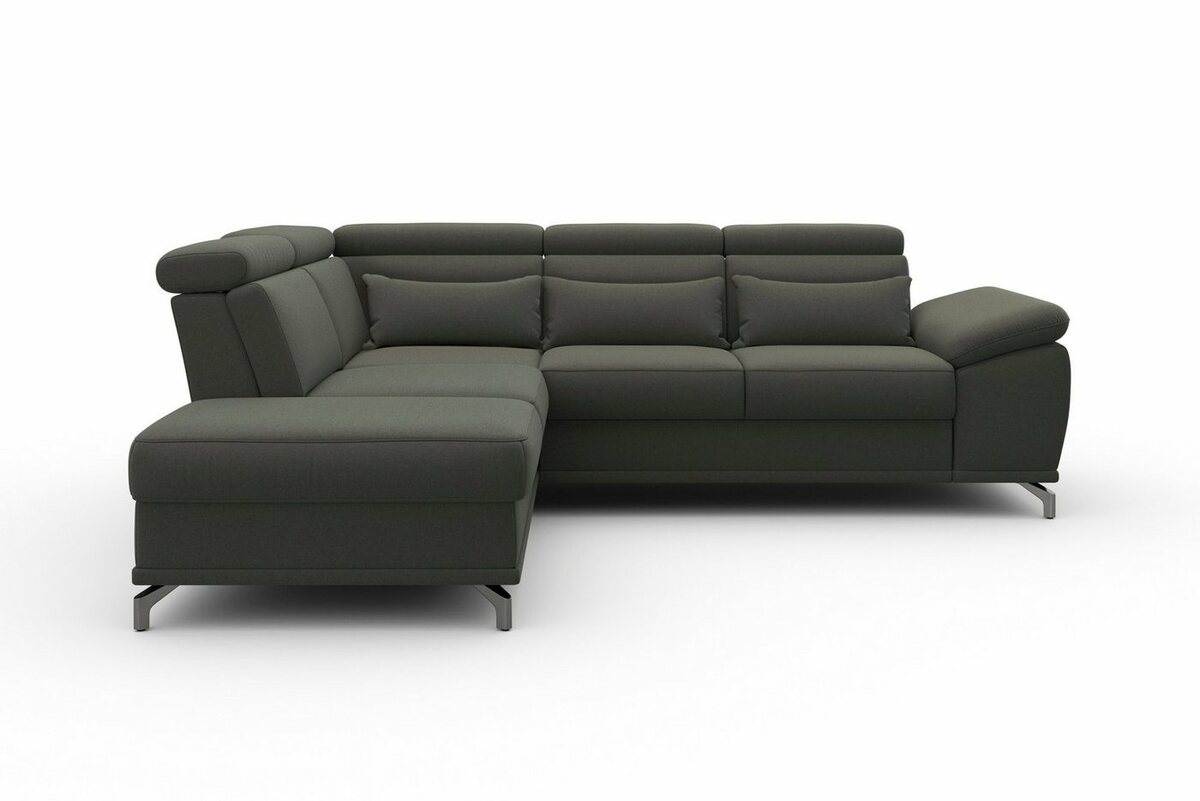 Bild 1 von Sit&more Ecksofa Cabrio, mit Sitztiefenverstellung und Federkern, 3 Nierenkissen, Grau