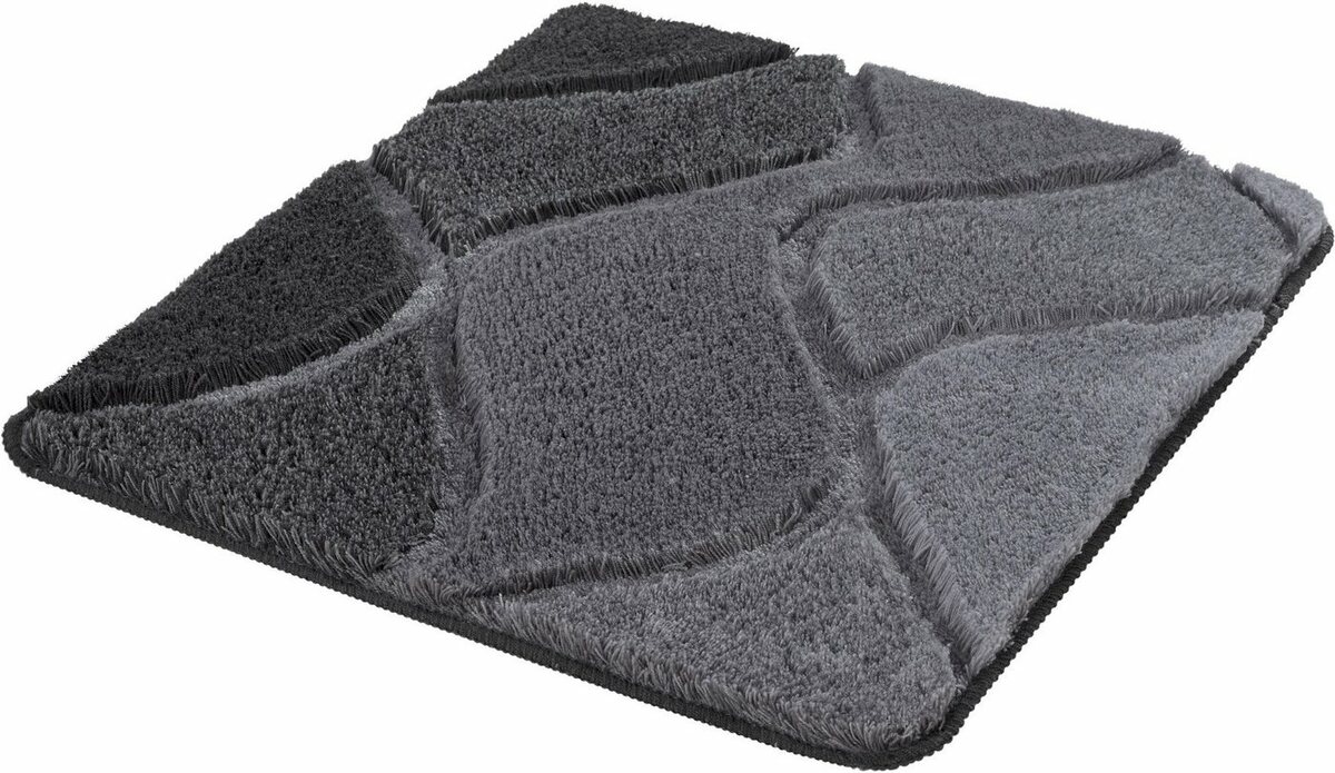 Bild 1 von Badematte Fiona Kleine Wolke, Höhe 20 mm, rutschhemmend beschichtet, fußbodenheizungsgeeignet, Polyacryl, rechteckig, Badteppich, modernes Wellen Design, Hoch-Tief Effekt, waschbar, Grau