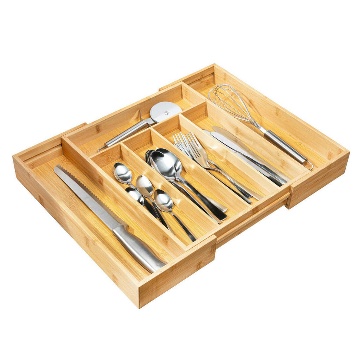 Bild 1 von Besteckset, Natur, Silber, Holz, Metall, 20-teilig, Bambus, 31-48.6x5.5x37 cm, Essen & Trinken, Besteck, Besteck-Sets