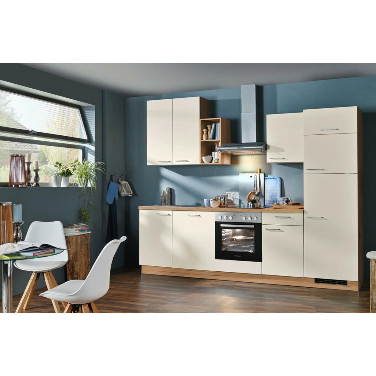 Bild 1 von Welnova Küchenblock, Eiche, Magnolie, Metall, 1 Schubladen, nur wie online abgebildet bestellbar, A, 150 cm, vormontierter Korpus, Küchen, Küchenzeilen & Küchenblöcke, Küchenzeilen mit Geräten