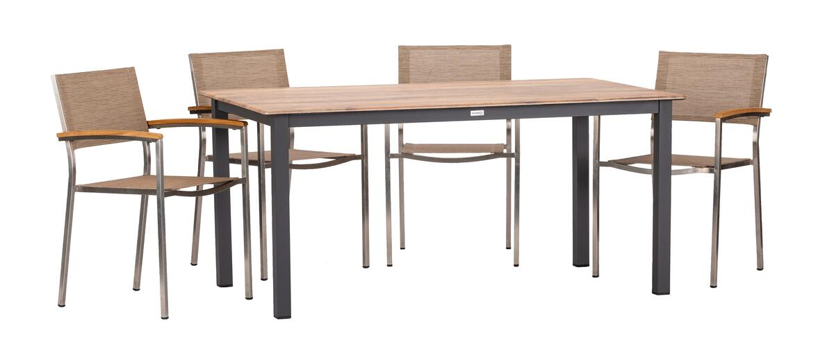 Bild 1 von Gartengarnitur 5-tlg. Skye Alu/Teakholz, Anthrazit, Sandfarben, Teakfarben