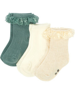 Socken mit Spitze, 3er-Pack, Ergee, grün