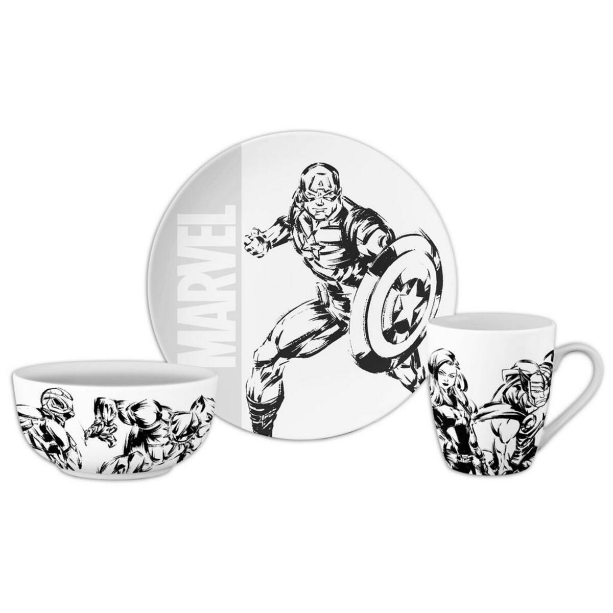Bild 1 von Marvel Frühstücksservice Marvel, Mehrfarbig, Keramik, 3-teilig, 23.5x23.5x11 cm, Essen & Trinken, Geschirr, Geschirr-Sets, Kaffeeservice