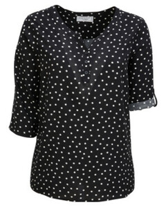 Bluse 3/4-Arm, Janina curved, verschiedene Designs, schwarz bedruckt